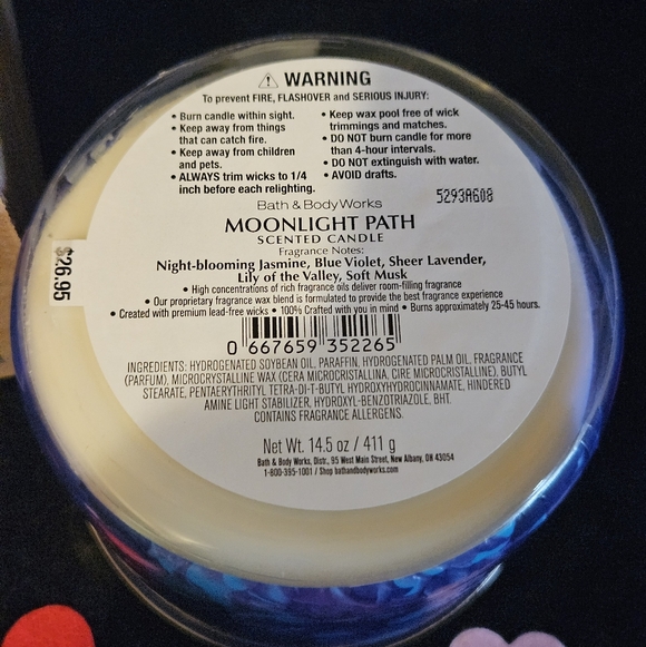 NWT Bath & Body Works Moonlight Path 3-wick Candle - Purple and Silver - Picture 4 of 5